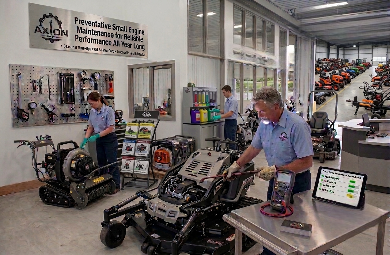 Preventative small engine maintenance service workshop